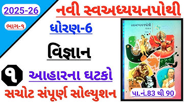 Dhoran 6 vigyan ch 1 aharna ghatako swadhyay pothi solution | std 6 science ch 1 swadhyapothi bhag 1