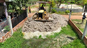 First Start a New Perfect Project! FILLING LAND by 5T Dump Truck & Mini Bulldozer Pushing Dirt So Qu