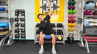 Seated Alternating Side Bend with Yoga Block Windmill