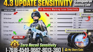 🤩 Bgmi 4.3 Update Sensitivity Settings | Zero Recoil Sensitivity | Gyro &amp; Non-Gyro Sensitivity