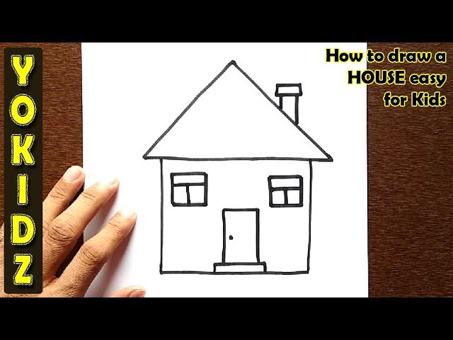 How to draw a HOUSE easy for kids class=