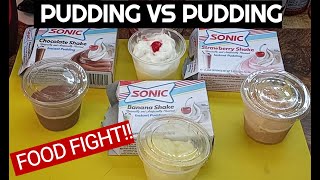Sonic shake pudding showdown- which is best, banana, chocolate, or strawberry chickpea pudding?