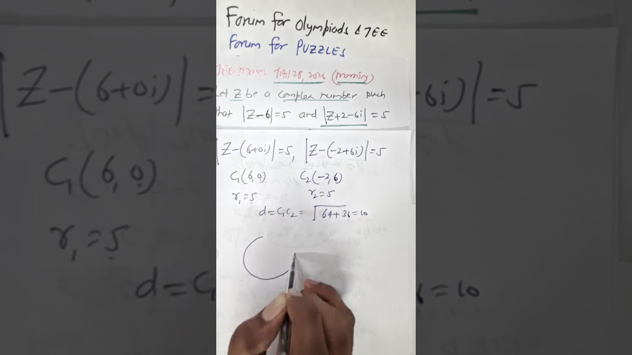 JAN 28 2026 M Let Z be a complex number such that |Z-6|=5 and |Z-2-6i|=5...
