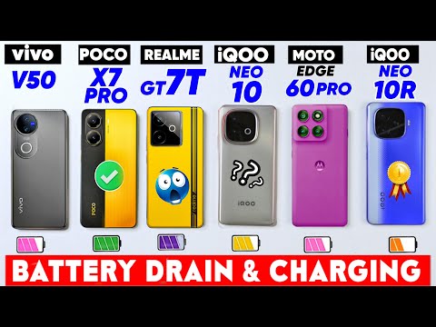 Iqoo Neo 10 Vs Realme Gt 7t Vs Moto Edge  60 Pro Vs Iqoo Neo 10r Vs Poco X7 Pro - Battery Drain Test