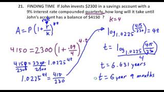 Precalculus Chapter 3.6 Exercises 21-30 Money Compounding with Interest Problems