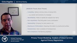Famous Privacy Threat Modeling  Analysis of Cloud Services Against Privacy Regulations   Farbod H Foomany Profile