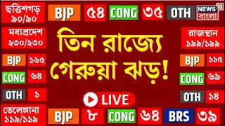 Election Result 2023 Live : ৩ রাজ্যে গেরুয়া ঝড়, ধরাশায়ী Congress, দেখুন। Bangla News