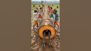 Rescue Cow Family From A Deadly Giant Log! #humanity #cow #pets #animals #rescue