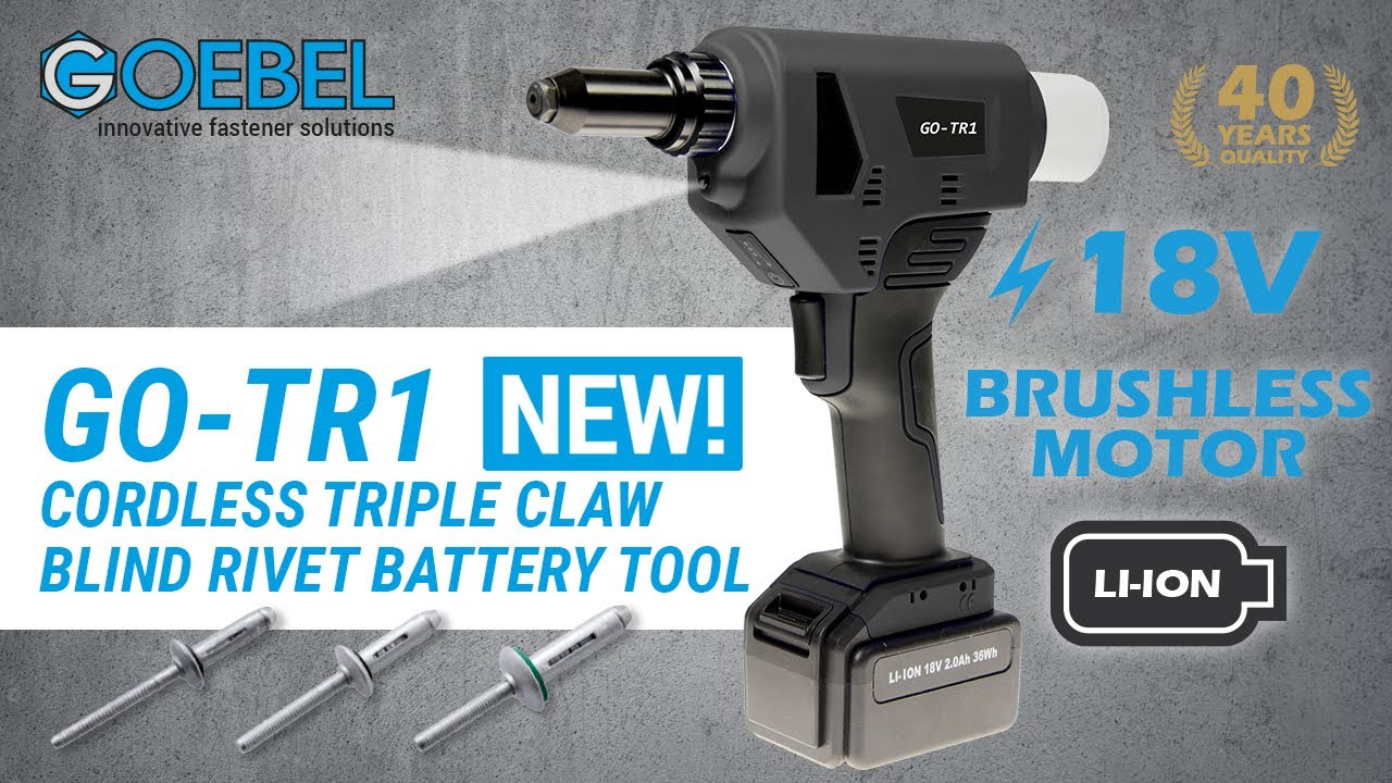 GO-TR1 – Cordless Triple Claw Blind Rivet Battery Tool with Brushless Motor 18V [English] | GOEBEL