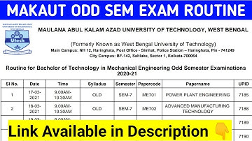 MAKAUT ODD SEMESTER 2020-21 EXAM ROUTINE PUBLISHED || CHECK NOW