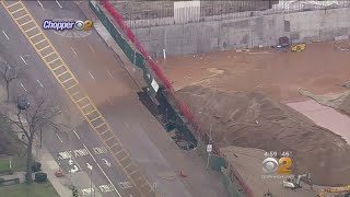 Gas Water Line Rupture Causes Northern Boulevard To Buckle In Queens