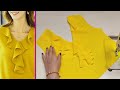 Useful sewing hacks and lovely  easy way to sewing neck with frill  womans spiral ruffles 