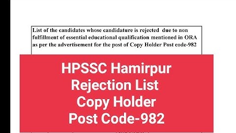HPSSC Hamirpur (Copy-Holder) (Post Code-980) Rejection List