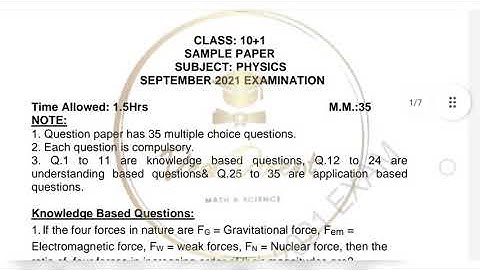 11th Physics bi-monthly paper 2021 #PSEB 20 September 2021 | Paper with solution | Dear Docent | +1