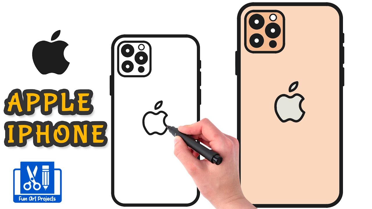 How To Draw iPhone12 Pro Max | Drawing Apple Phone Step By Step - YouTube