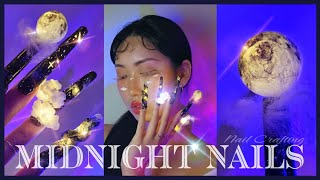 밤하늘 네일☁️ | 달 조명 만들기🌕 | 우주 네일 | 비누의 신명나는 네일생활 | Midnight Nails | Galaxy Nails | Nail Crafting