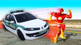 درگیری فلش با پلیس 😅 | آموزش نصب و گیم پلی تست مود فلش روی بازی جی تی ای وی | Gta V Flash Mod