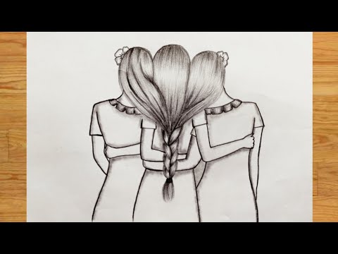 Best friends ️pencil sketch tutorial || How to draw best friends ...