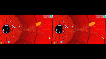 LHC collision event at CMS showing two high energy photons (CMS Higgs search)