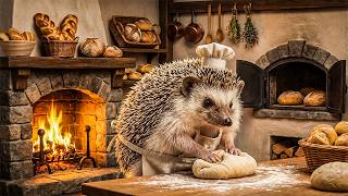 Hedgehog's Baking Bliss | Fireplace Sounds &amp; Cozy Nature ASMR for Relaxation