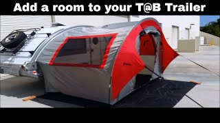 T@B Side Tent This ingenious tent adds space to your Tab Trailer:  Setup video