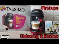 Bosch tassimo happy coffee maker first use  unboxing  review how to use