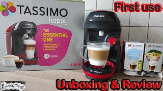 Bosch Tassimo Happy coffee maker first use,  Unboxing & Review, How to use