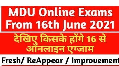 Mdu official notice 2021// Exam new  update notice!! jaldi Dekhe Puri jankari
