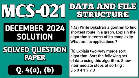P5- 4(a), (b) | MCS 021 Dec 2024 Solution | MCS021 Solved Question Paper | MCS21 Important Questions