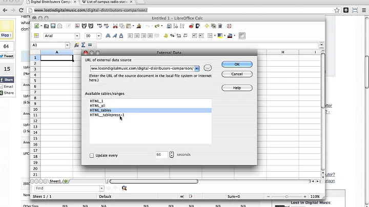 How to extract tabular data from a web page into LibreOffice using "Link to External Data"