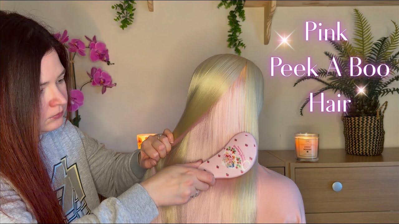 ASMR Slow & Crunchy Hair Brushing Pink Peek A Boo Hair | No Talking