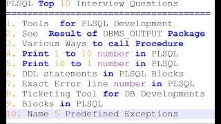 PL/SQL Interview Questions and Answers | Top 10 PLSQL Interview Questions