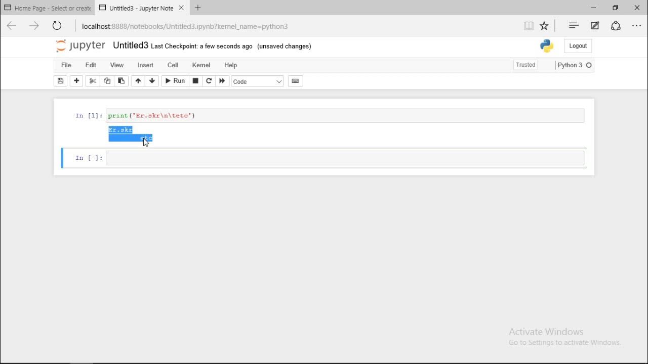 how to print new line \n and tab space \t in output in python - YouTube