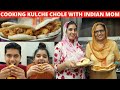 COOKING KULCHE CHOLE WITH MY INDIAN MOM | Kulche Chole Recipe Punjabi | Chole Kulche Street Food