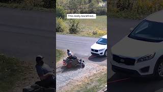 This guy thought a lawnmower could tow a car 😭 #trynottolaugh #fails #cctv