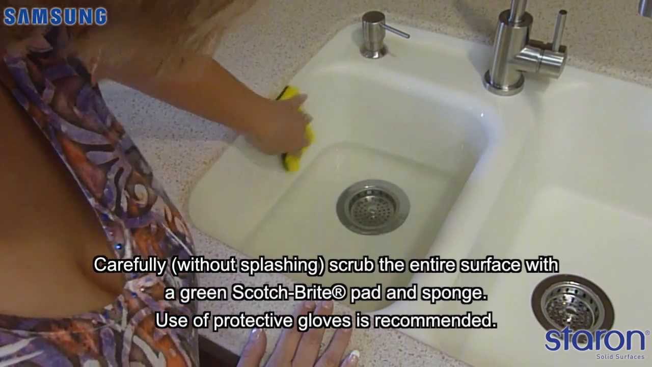 Solid Surface Sink And Countertop Cleaning Youtube