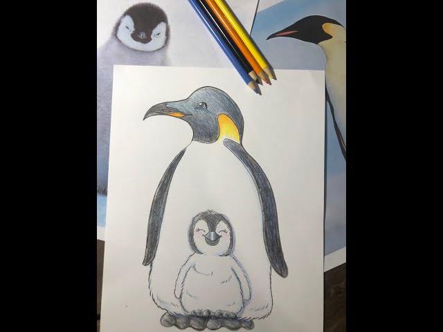 Cute Pink Baby Penguin Drawing Pattern Design - Cute Penguin Illustration -  Magnet | TeePublic
