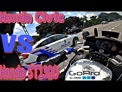 Honda Civic VS Honda ST1300 Police Escort Polis Trafik GoPro Hero8