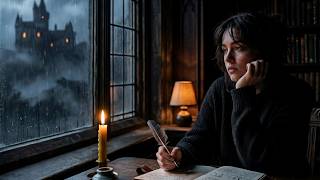 Writing Music for Late Night Focus | Rainy Library with Candlelight