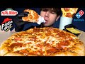 ASMR MUKBANG PIZZA HUT DOMINOS PAPA JOHNS PIZZA PARTY WITH RANCH CHEESE