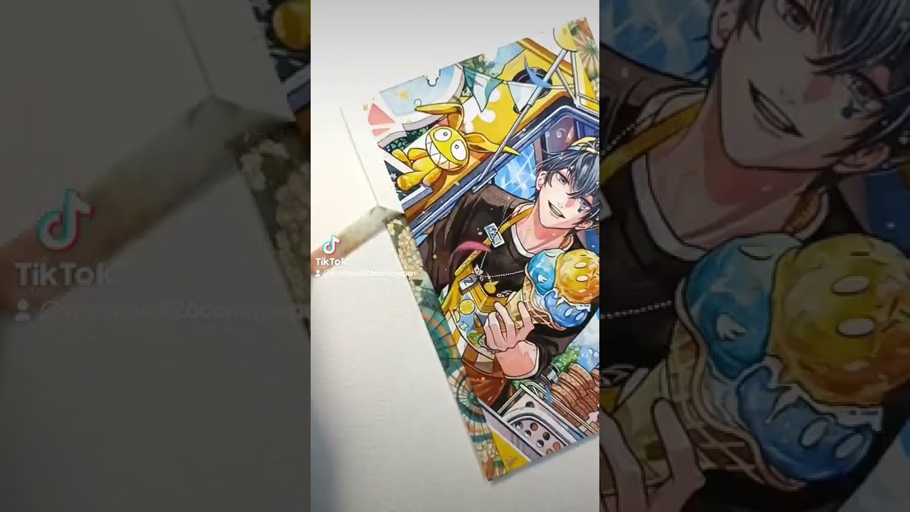 Painting Marius commission with watercolor! 🍦 