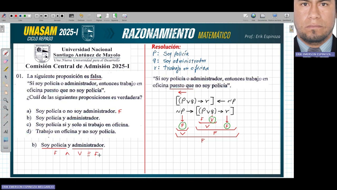 SOLUCIONARIO ADMISIÓN UNASAM 2025-I RAZ MATEMÁTICO ÁREAS (A, B, C y D) PROFESOR ERIK ESPINOZA