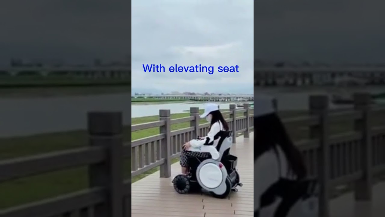 All terrain power wheelchair with elevating seat