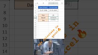 Excel me Age Calculate karne ka Asli Formula 😍 | DATEDIF Trick #shorts