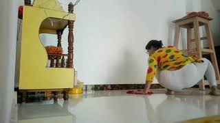 Indian aunty cleaning house