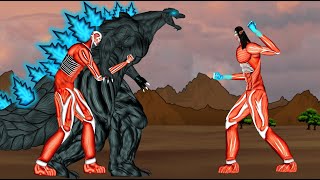 Eren Founding titan colossal, armin titan vs Godzilla Earth . AOT Animation . Drawing cartoon 2