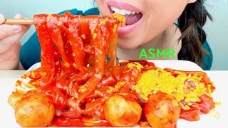 ASMR CHEESY SPICY RICE CAKES + CHINESE WIDE NOODLES (+recipe) 먹방 *No Talking* suellASMR