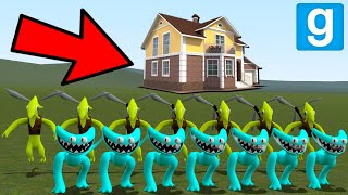 CYAN AND YELLOW RAINBOW FRIENDS VS HOUSES! - Garry's mod Sandbox