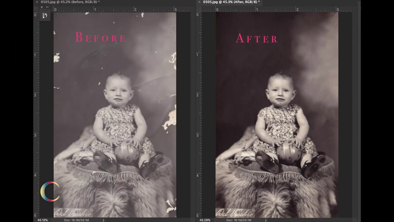 Repairing Damaged Spots in Vintage Photos Using YouTube