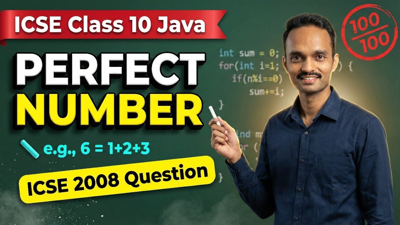 Perfect Number Program in Java | Important 2026 ICSE Java Program ...